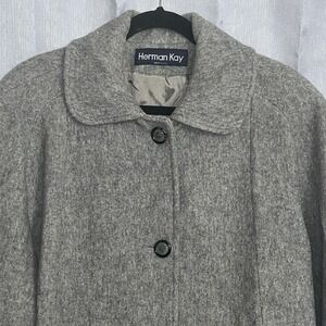 Vintage 1980's Herman‎ Kay Wool Blend Gray Winter Jacket Peacoat Women's 1/2X